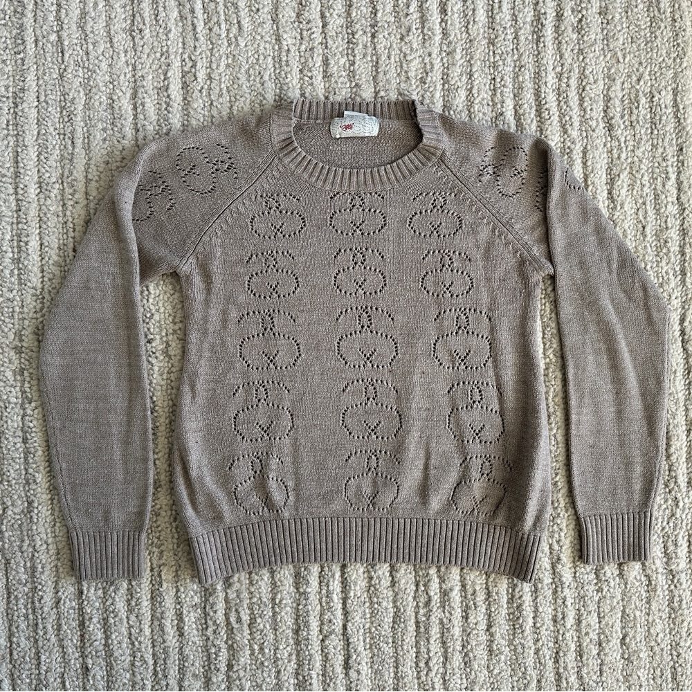 Stussy Beige Crewneck Sweater, Sz M